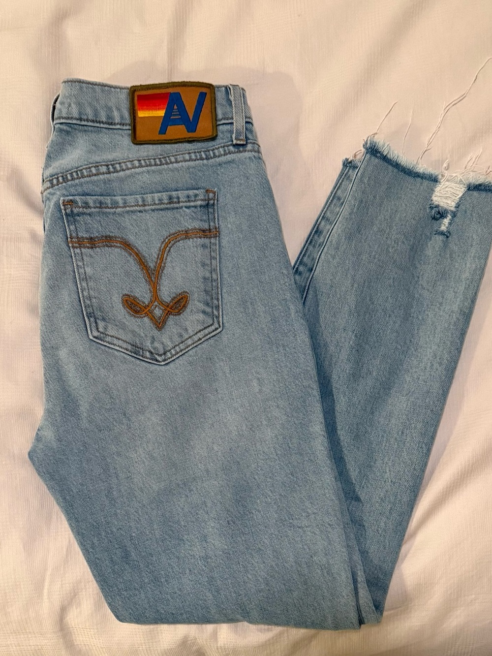 Aviator Nation Light Blue Straight Leg Jeans - Picture 3 of 7